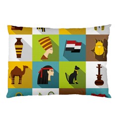 Egypt Travel Items Icons Set Flat Style Pillow Case by Bedest