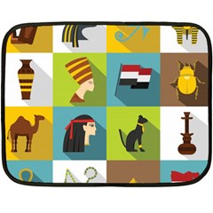 Egypt Travel Items Icons Set Flat Style Fleece Blanket (mini) by Bedest