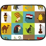 Egypt Travel Items Icons Set Flat Style Two Sides Fleece Blanket (Mini) 35 x27  Blanket Front