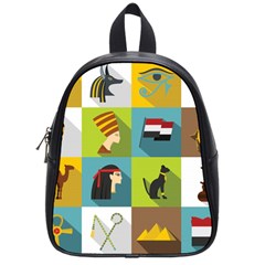 Egypt Travel Items Icons Set Flat Style School Bag (small) by Bedest