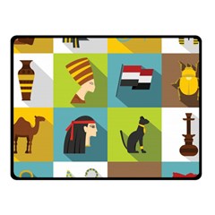 Egypt Travel Items Icons Set Flat Style Fleece Blanket (small) by Bedest