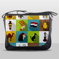 Egypt Travel Items Icons Set Flat Style Messenger Bag by Bedest