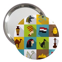 Egypt Travel Items Icons Set Flat Style 3  Handbag Mirrors by Bedest