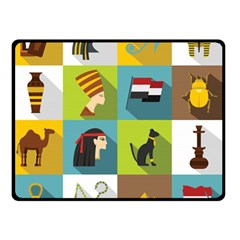 Egypt Travel Items Icons Set Flat Style Two Sides Fleece Blanket (small) by Bedest