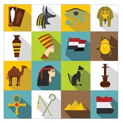 Egypt Travel Items Icons Set Flat Style Square Satin Scarf (36  X 36 ) by Bedest