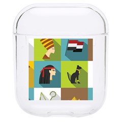 Egypt Travel Items Icons Set Flat Style Hard Pc Airpods 1/2 Case by Bedest