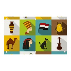 Egypt Travel Items Icons Set Flat Style Banner And Sign 5  X 3  by Bedest