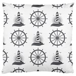 Marine Nautical Seamless Pattern With Vintage Lighthouse Wheel Large Cushion Case (One Side) Front