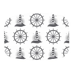 Marine Nautical Seamless Pattern With Vintage Lighthouse Wheel Mini Square Pill Box by Bedest