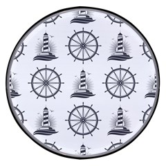 Marine Nautical Seamless Pattern With Vintage Lighthouse Wheel Wireless Fast Charger(black)