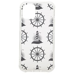 Marine Nautical Seamless Pattern With Vintage Lighthouse Wheel iPhone 12 mini TPU UV Print Case	