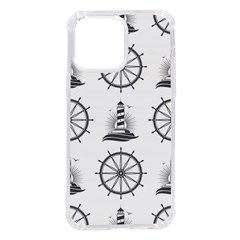 Marine Nautical Seamless Pattern With Vintage Lighthouse Wheel iPhone 14 Pro Max TPU UV Print Case