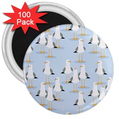 Cute Seagulls Seamless Pattern Light Blue Background 3  Magnets (100 Pack) by Bedest