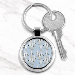 Cute Seagulls Seamless Pattern Light Blue Background Key Chain (round) by Bedest