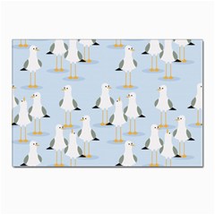 Cute Seagulls Seamless Pattern Light Blue Background Postcards 5  X 7  (pkg Of 10) by Bedest