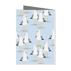 Cute Seagulls Seamless Pattern Light Blue Background Mini Greeting Cards (pkg Of 8) by Bedest