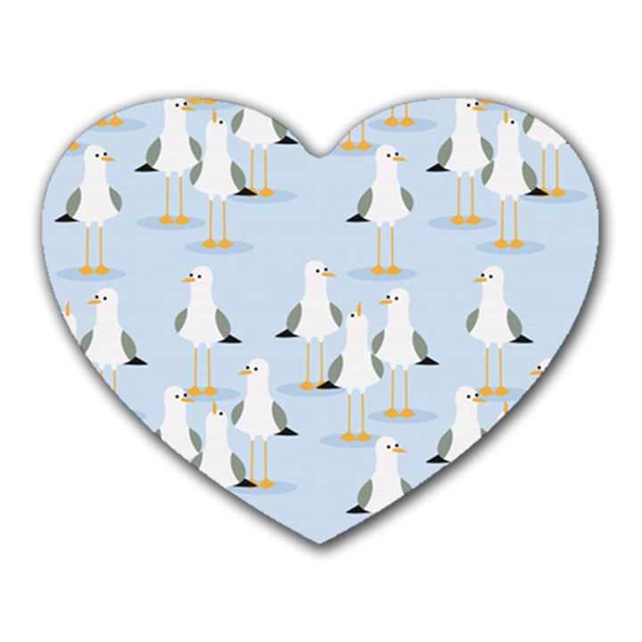 Cute Seagulls Seamless Pattern Light Blue Background Heart Mousepad