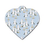 Cute Seagulls Seamless Pattern Light Blue Background Dog Tag Heart (Two Sides) Front