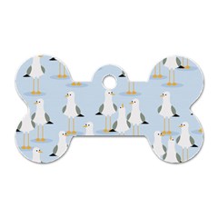 Cute Seagulls Seamless Pattern Light Blue Background Dog Tag Bone (two Sides) by Bedest