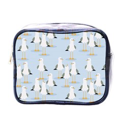 Cute Seagulls Seamless Pattern Light Blue Background Mini Toiletries Bag (one Side) by Bedest