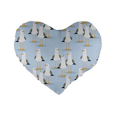 Cute Seagulls Seamless Pattern Light Blue Background Standard 16  Premium Heart Shape Cushions by Bedest