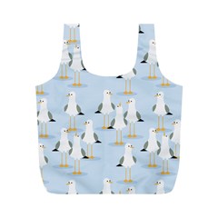 Cute Seagulls Seamless Pattern Light Blue Background Full Print Recycle Bag (m) by Bedest