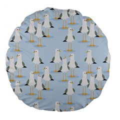 Cute Seagulls Seamless Pattern Light Blue Background Large 18  Premium Flano Round Cushions by Bedest