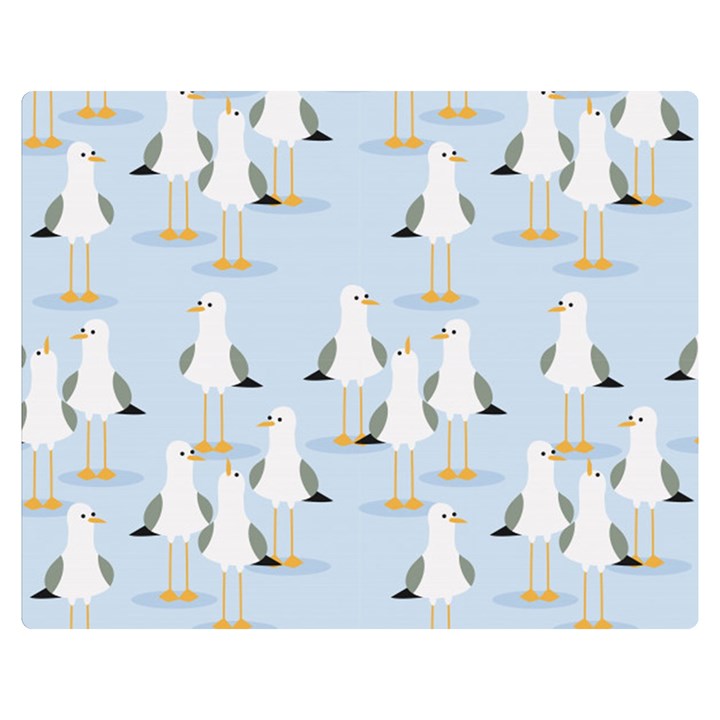 Cute Seagulls Seamless Pattern Light Blue Background Two Sides Premium Plush Fleece Blanket (Medium)