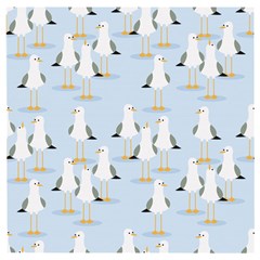 Cute Seagulls Seamless Pattern Light Blue Background Wooden Puzzle Square by Bedest