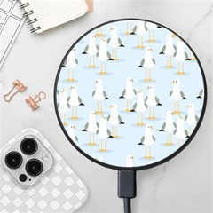 Cute Seagulls Seamless Pattern Light Blue Background Wireless Fast Charger(black) by Bedest