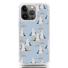 Cute Seagulls Seamless Pattern Light Blue Background Iphone 13 Pro Tpu Uv Print Case by Bedest