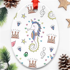 Seamless Pattern Cute Unicorn Cartoon Hand Drawn Ornament (oval) by Bedest