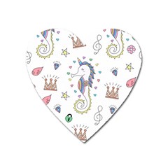 Seamless Pattern Cute Unicorn Cartoon Hand Drawn Heart Magnet by Bedest