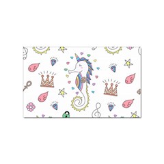 Seamless Pattern Cute Unicorn Cartoon Hand Drawn Sticker Rectangular (100 Pack) by Bedest