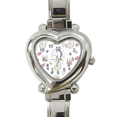 Seamless Pattern Cute Unicorn Cartoon Hand Drawn Heart Italian Charm Watch by Bedest