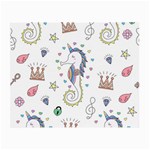 Seamless Pattern Cute Unicorn Cartoon Hand Drawn Small Glasses Cloth Front