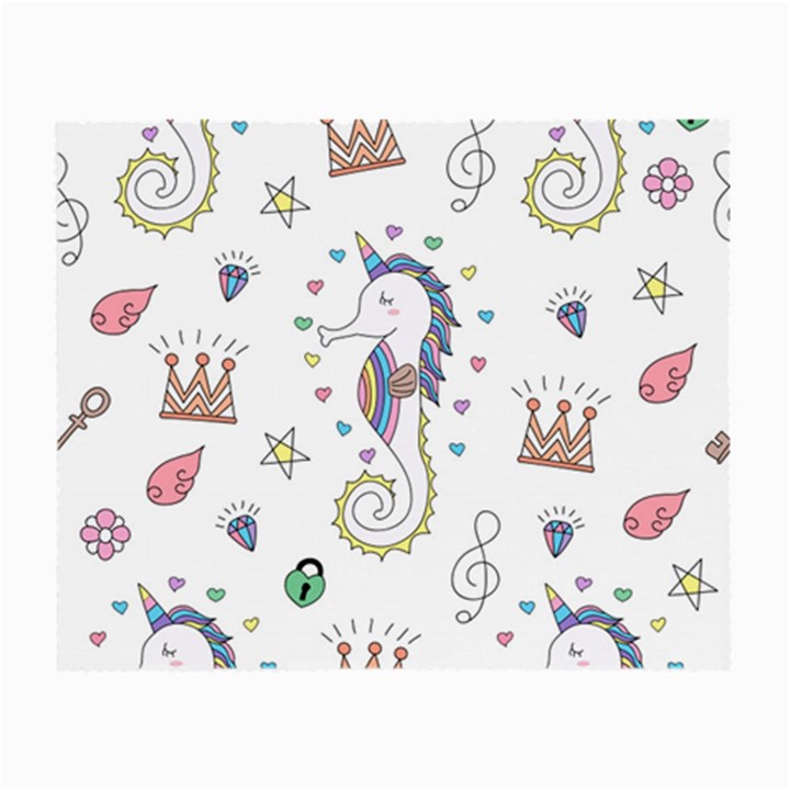 Seamless Pattern Cute Unicorn Cartoon Hand Drawn Small Glasses Cloth