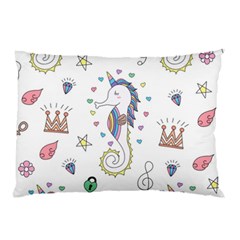 Seamless Pattern Cute Unicorn Cartoon Hand Drawn Pillow Case by Bedest