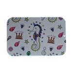 Seamless Pattern Cute Unicorn Cartoon Hand Drawn Open Lid Metal Box (Silver)   Front