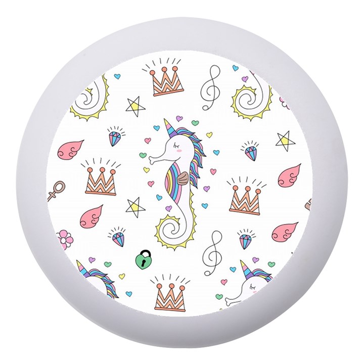 Seamless Pattern Cute Unicorn Cartoon Hand Drawn Dento Box with Mirror