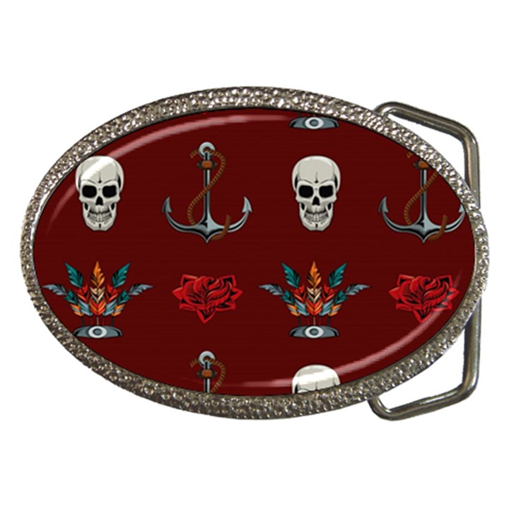 Tattoo Old School Background Pattern Belt Buckles