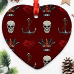 Tattoo Old School Background Pattern Heart Ornament (Two Sides) Front