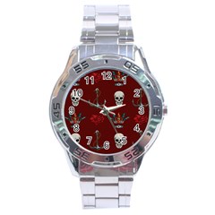 Tattoo Old School Background Pattern Stainless Steel Analogue Watch by Bedest