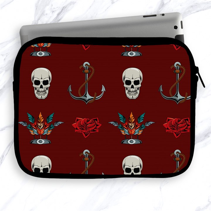 Tattoo Old School Background Pattern Apple iPad 2/3/4 Zipper Cases