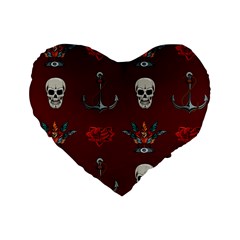 Tattoo Old School Background Pattern Standard 16  Premium Flano Heart Shape Cushions by Bedest