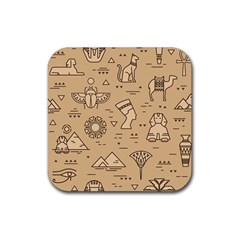 Egyptian Seamless Pattern Symbols Landmarks Signs Egypt Rubber Coaster (square) by Bedest