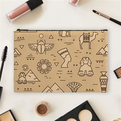 Egyptian Seamless Pattern Symbols Landmarks Signs Egypt Cosmetic Bag (large) by Bedest