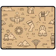 Egyptian Seamless Pattern Symbols Landmarks Signs Egypt Two Sides Fleece Blanket (medium) by Bedest