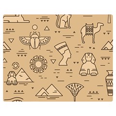 Egyptian Seamless Pattern Symbols Landmarks Signs Egypt Two Sides Premium Plush Fleece Blanket (medium) by Bedest