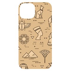 Egyptian Seamless Pattern Symbols Landmarks Signs Egypt Iphone 14 Black Uv Print Case by Bedest